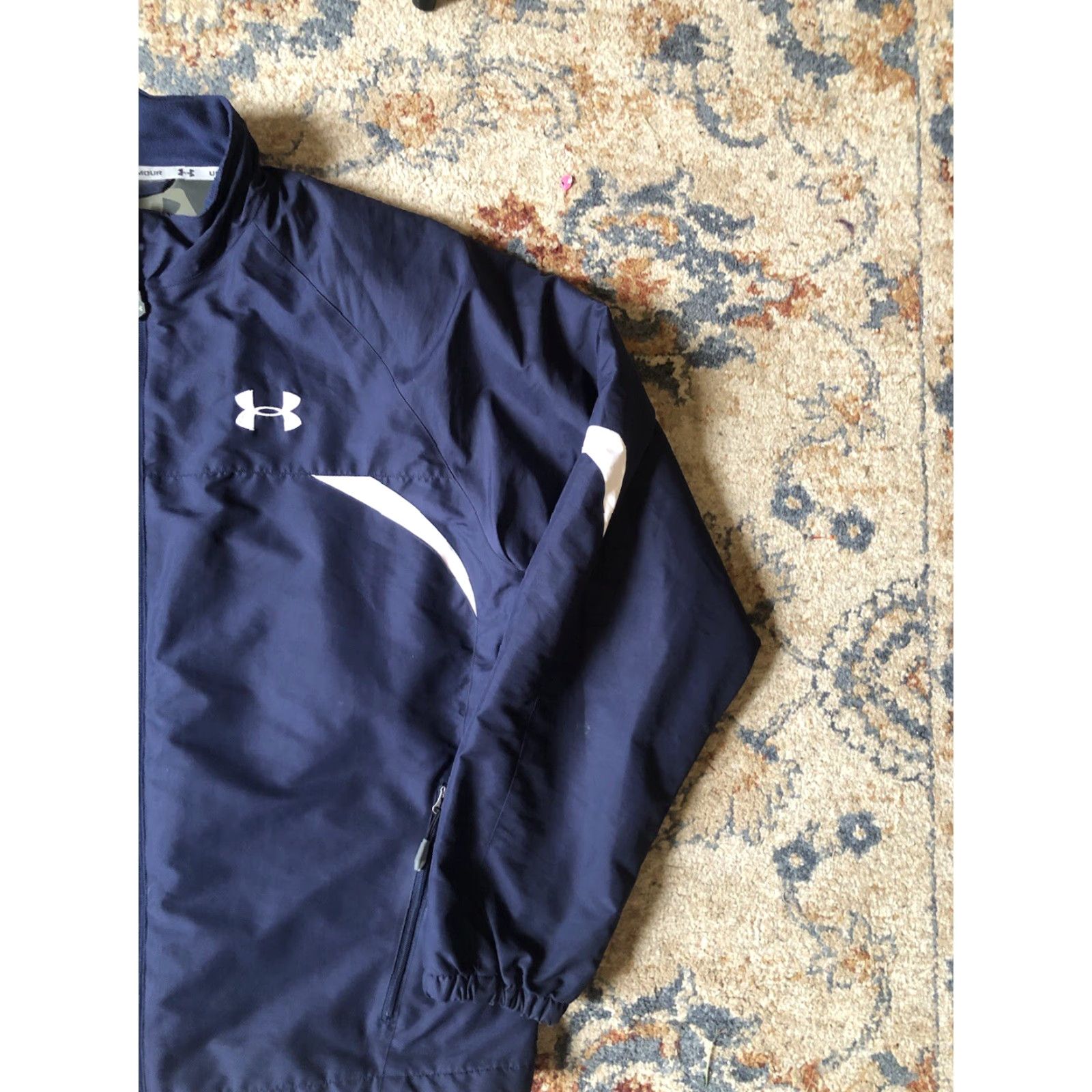 Under Armour UA UNDER ARMOUR MEN Performance JACKET FULL ZIP L NAVY BLUE FLEECE LINED Size US L / EU 52-54 / 3 - 4 Thumbnail