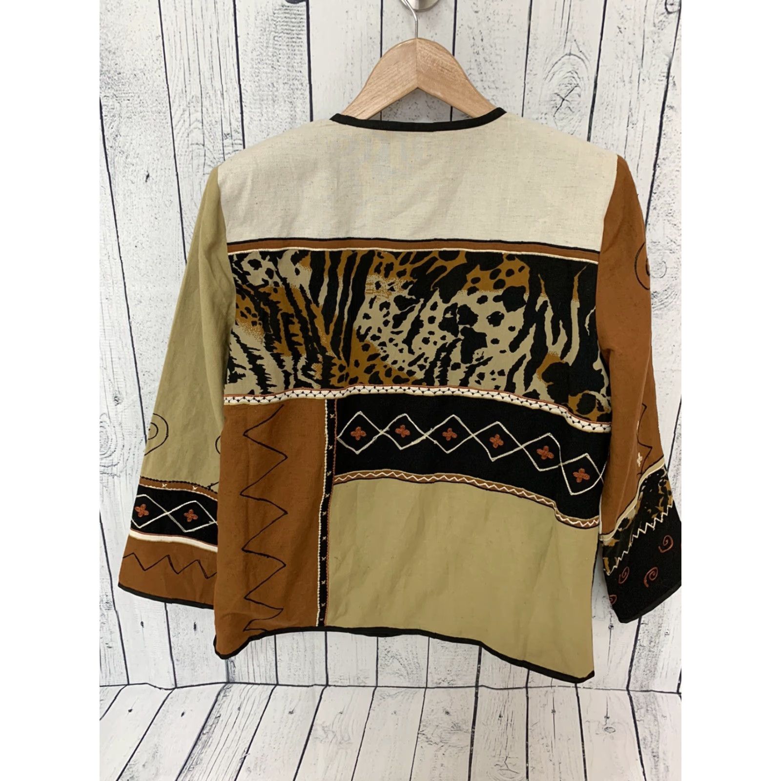 Vintage INDIGO MOON Jacket Geometric Embroidered Brown Tan Size S Womens Size S / US 4 / IT 40 - 4 Thumbnail