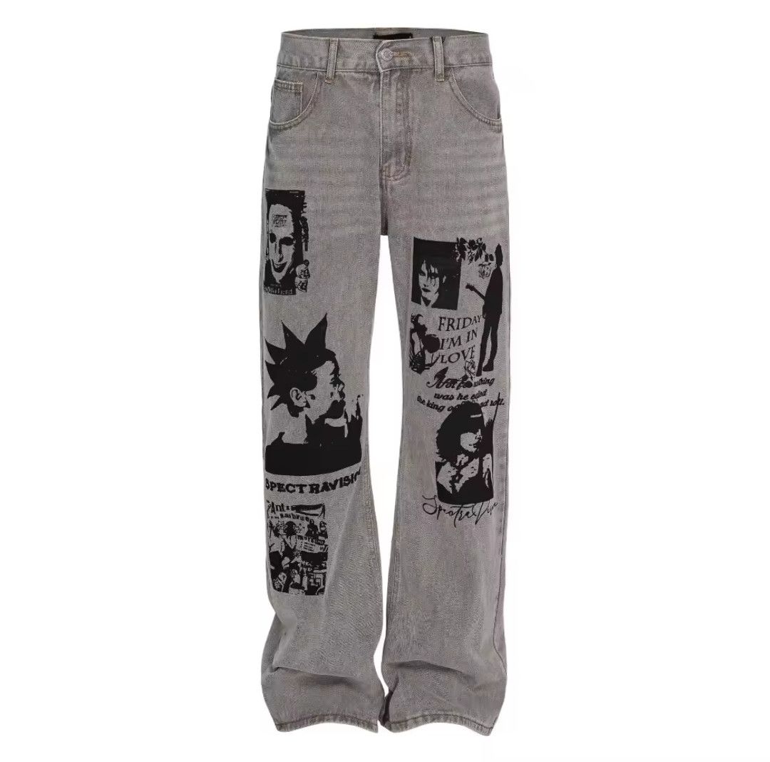 Japanese Brand × Jean Earth Color Print Style Loose Jeans Daily Size US 29 - 6 Thumbnail