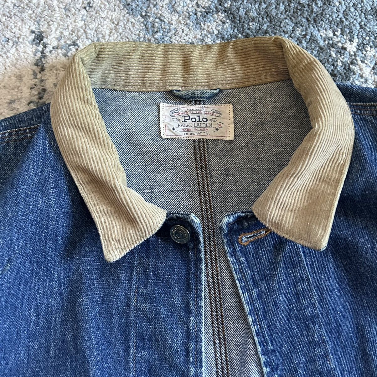 Polo Ralph Lauren 90s HEAVYWEiGHT CROPPED DARTED iNDiGO DENiM TRUCKER JACKET Size US M / EU 48-50 / 2 - 4 Thumbnail