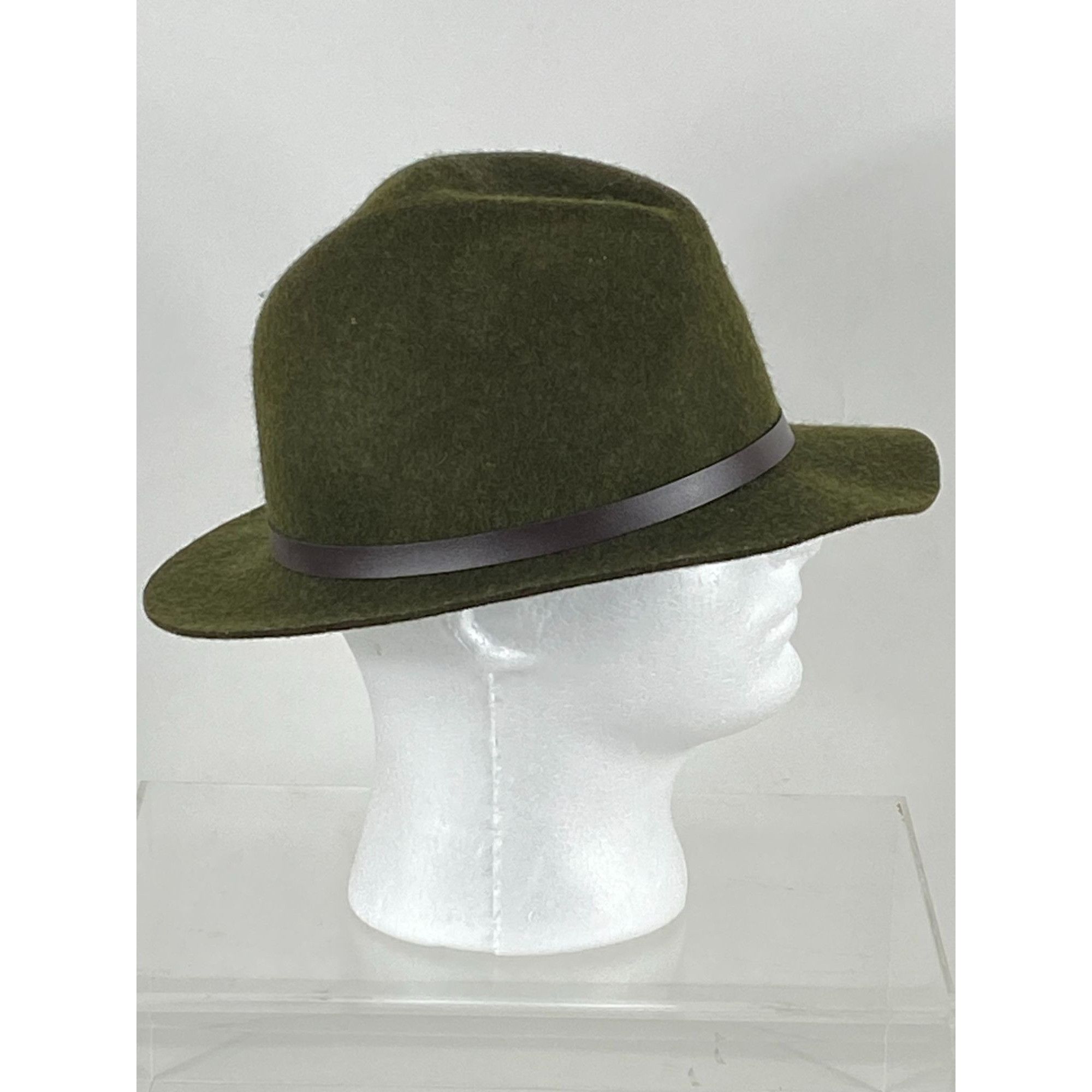 Other Unbranded Green Wool Fedora Hat with Leather Band Accent Men Size ONE SIZE - 2 Thumbnail