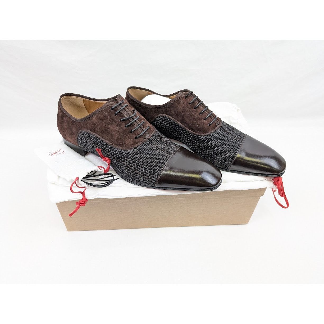Christian Louboutin o1rshd1 Patent Calf Tresse Provence Lace Up Shoes Dark Brown Size US 11.5 / EU 44-45 - 21 Thumbnail