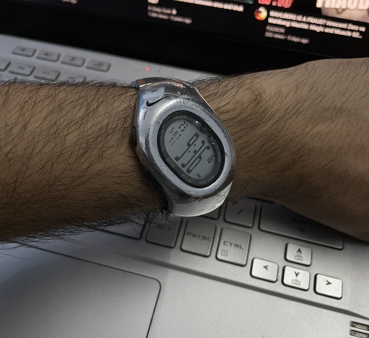 image of Nike Triax Watch Armoured Steel Y2K in Chrome, Men's