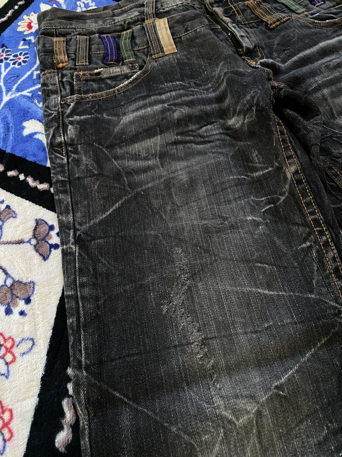 If Six Was Nine Nylaus Double Waist Distressed Japanese Denim Punk Gothic Size US 31 - 11 Thumbnail