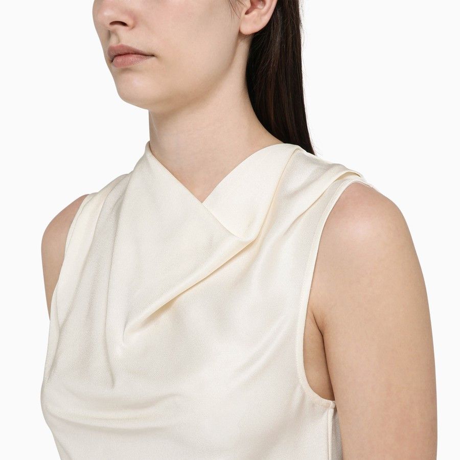 Calvin Klein o1d2blof0824 Viscose Sleeveless Blouse in Ivory Size M / US 6-8 / IT 42-44 - 4 Thumbnail