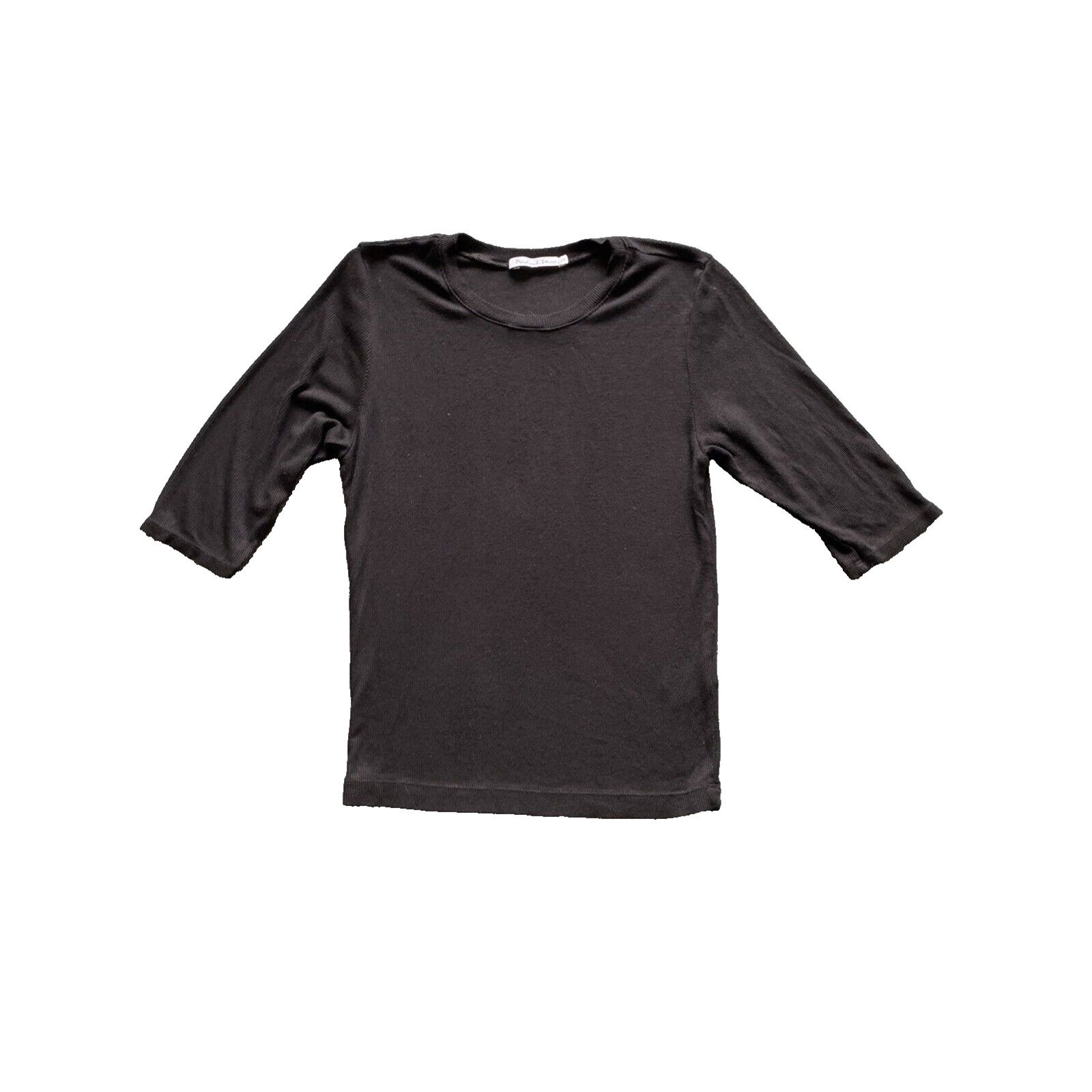 Michael Stars Michael Stars 3/4 Sleeve Crew Neck Top Ribbed T Shirt Black Size ONE SIZE - 2 Thumbnail