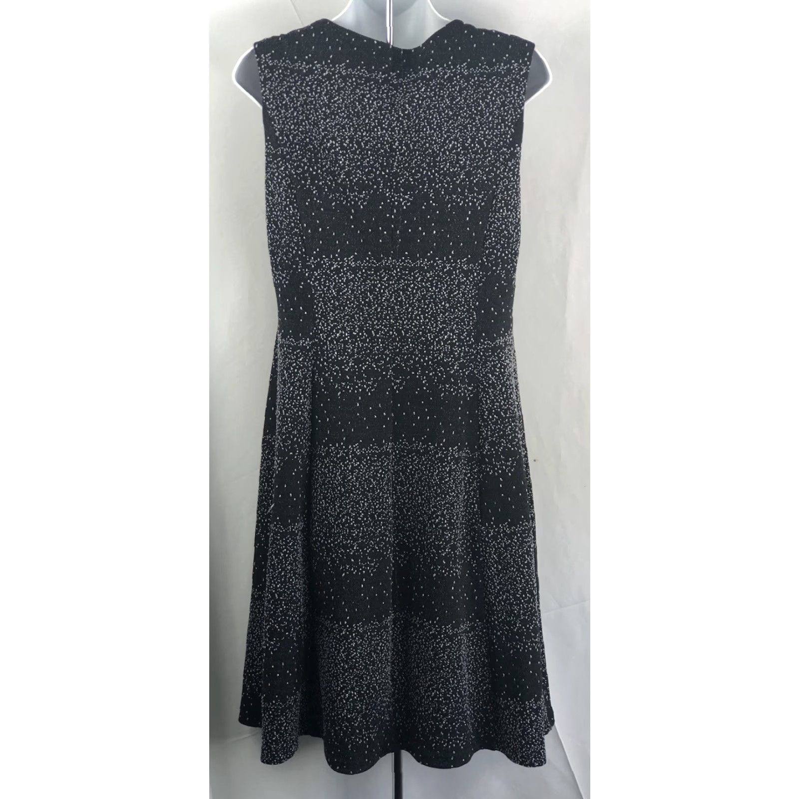 Vintage NWT Linea Domani Ltd Sleeveless Fit & Flare Dress 8 Blk Midi Bead Boat Neck Knit Size M / US 6-8 / IT 42-44 - 3 Thumbnail