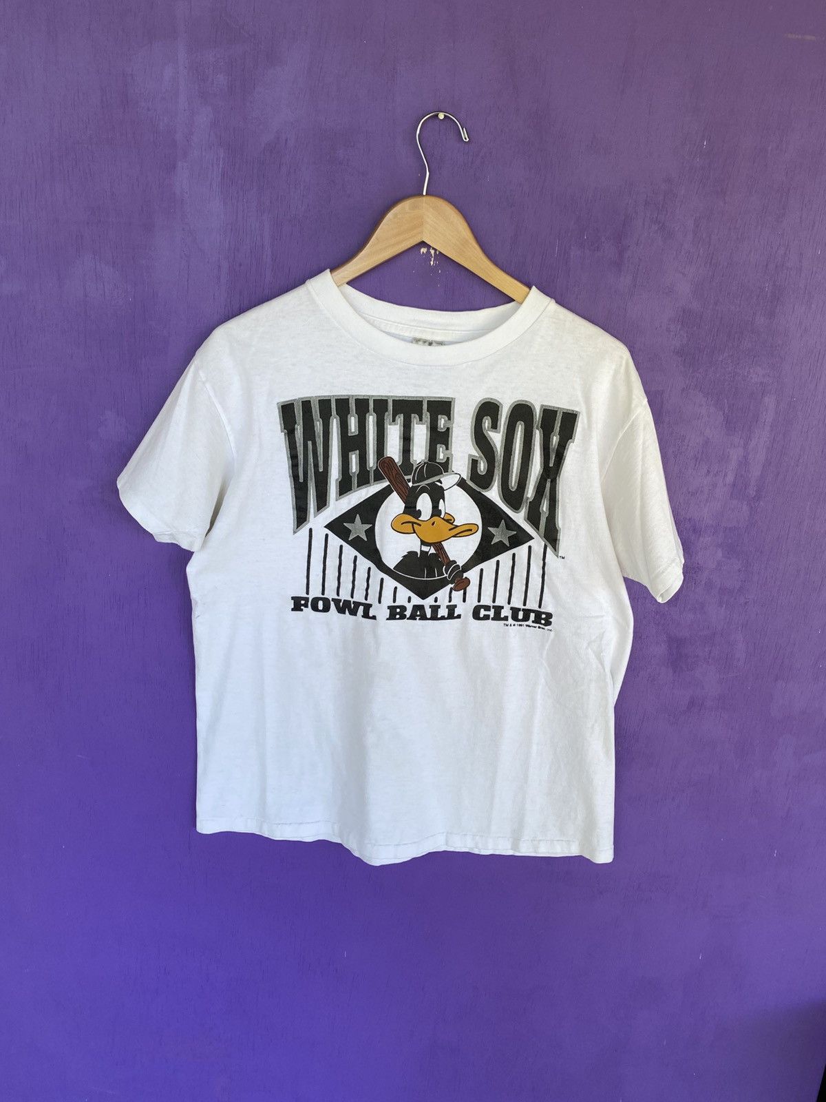MLB Vintage 1991 Looney tunes Daffy duck white sox t-shirt Size US L / EU 52-54 / 3 - 1 Thumbnail
