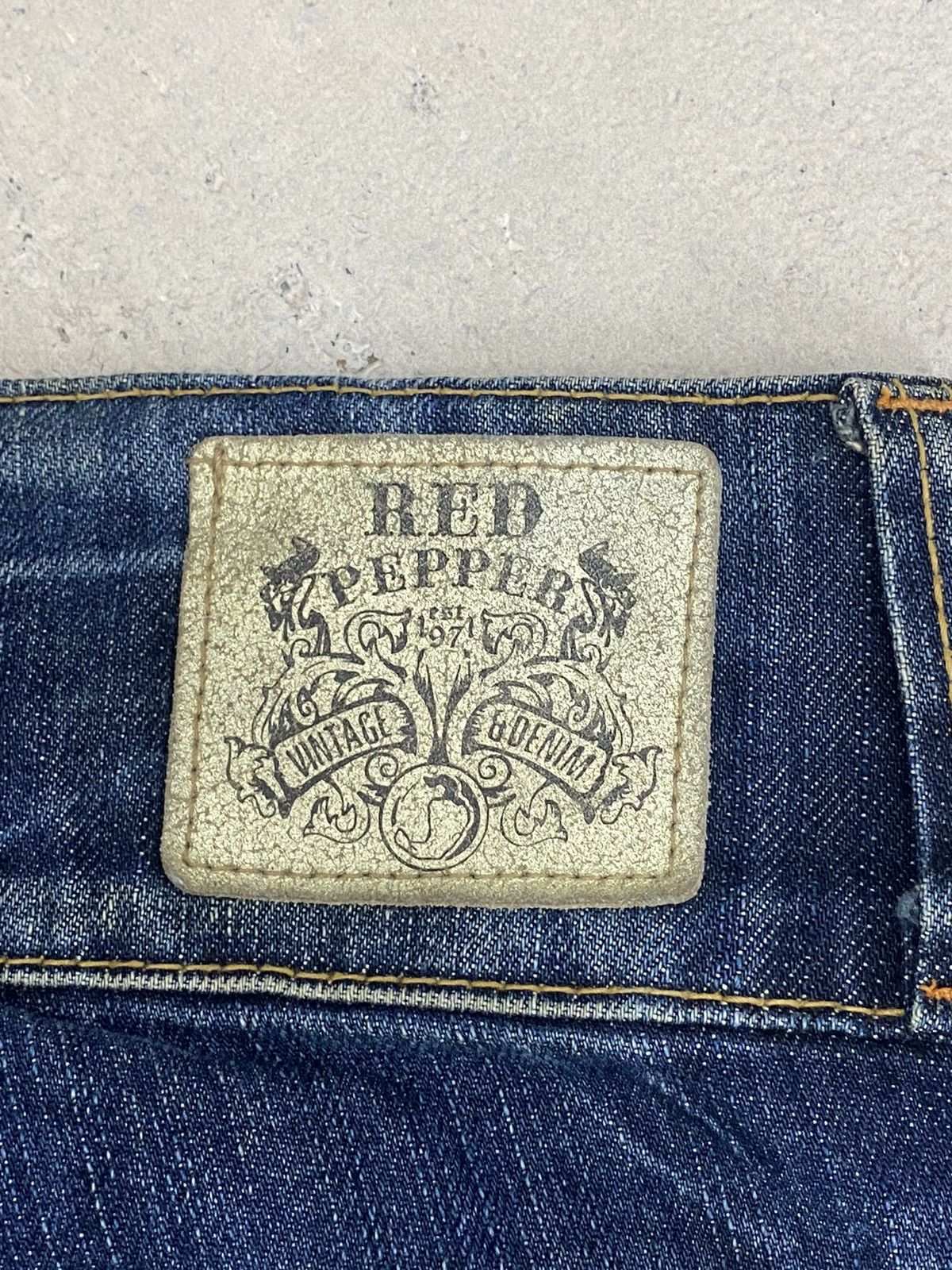 Japanese Brand × Le Grande Bleu (L.G.B.) × Tornado Mart Flare Red Pepper Denim Unique Embellished Pocket Mud Washed Size US 28 / EU 44 - 16 Thumbnail