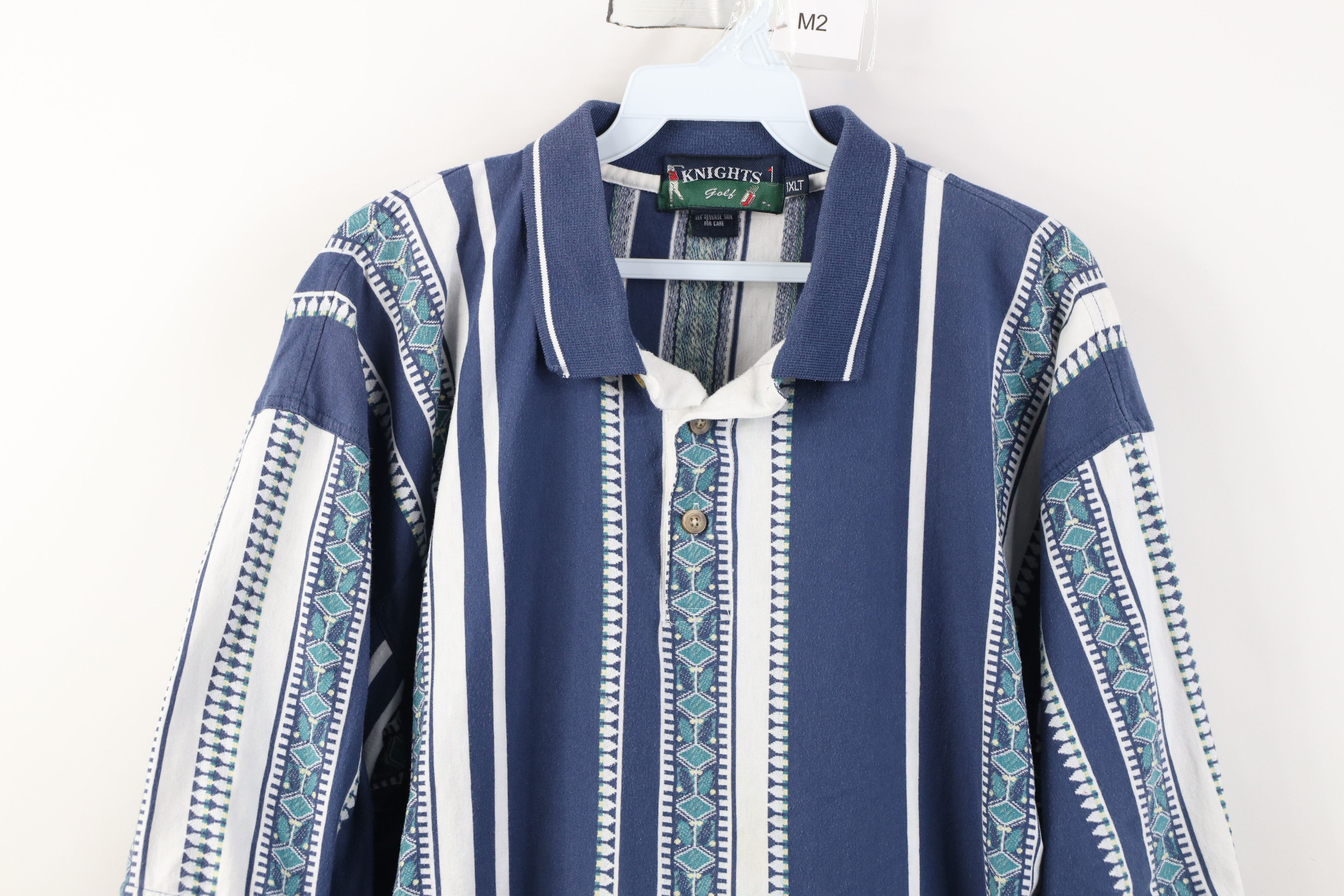 Vintage Vintage 90s Streetwear Striped Knit Golf Polo Shirt Size US XL / EU 56 / 4 - 2 Thumbnail