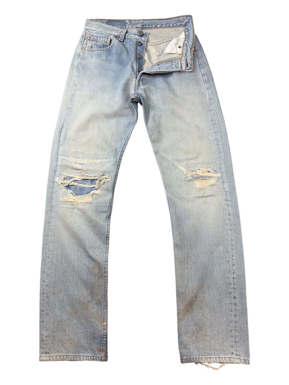 Levi's Vintage Clothing Vintage Levi’s 501 USA 90s Distressed Fade Denim Size US 29 - 1 Thumbnail