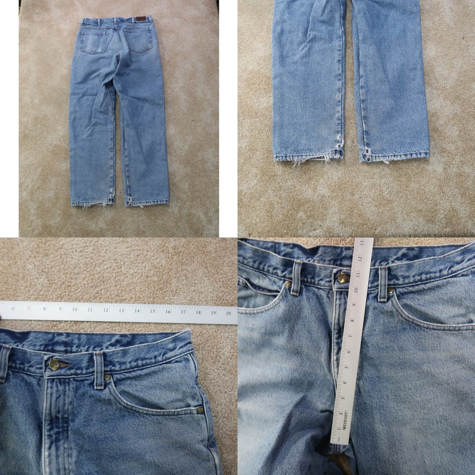 Vintage VINTAGE LL Bean Flannel Lined Jeans Men 35x34 Distressed Denim Blue Size US 35 - 8 Thumbnail