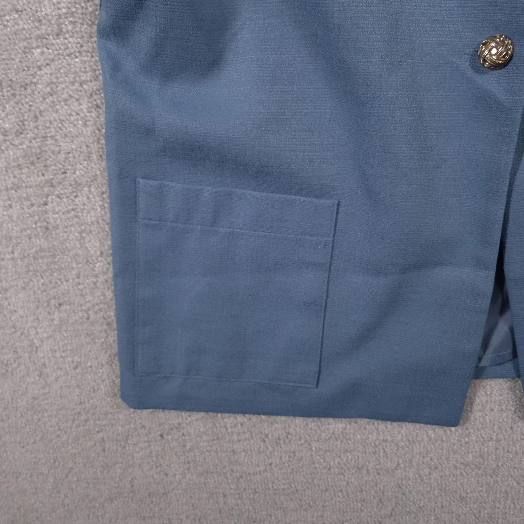 Vintage VINTAGE Bedford Fair Blazer Womens 18 Blue Short Sleeve Button Front Lined Jacket USA Jacket/Coat Size 40" / US 18 - 5 Thumbnail