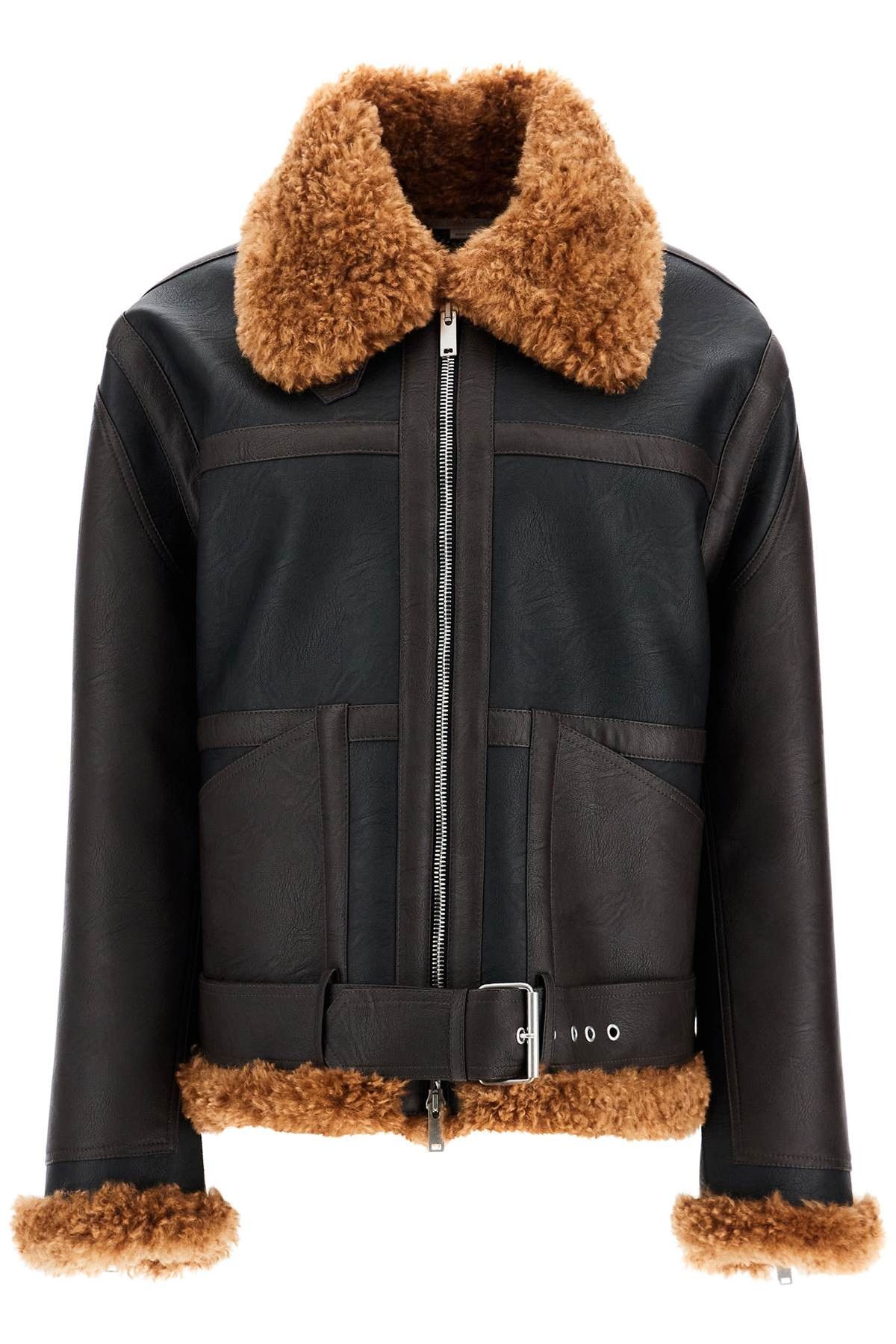 Stella McCartney STELLA McCARTNEY Vegan Leather And Teddy Biker Jacket Size S / US 4 / IT 40 - 1 Thumbnail