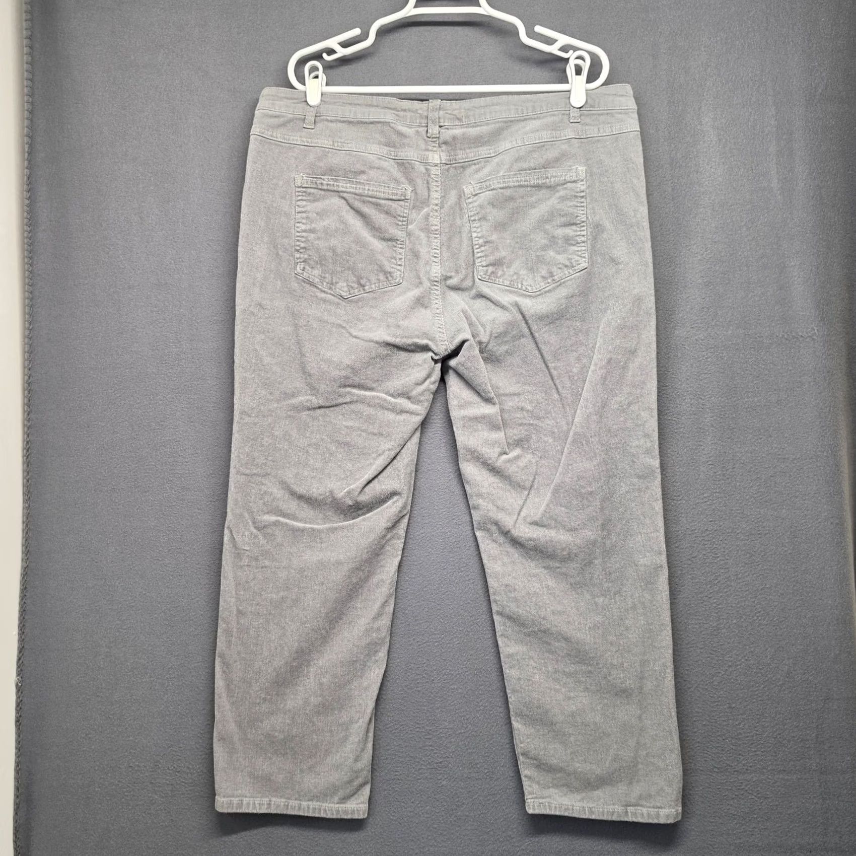 Vintage Woman Within Pants Womens 20W Grey Fine Wale Corduroy Straight Leg Stretch Size 42" / US 20 - 2 Thumbnail