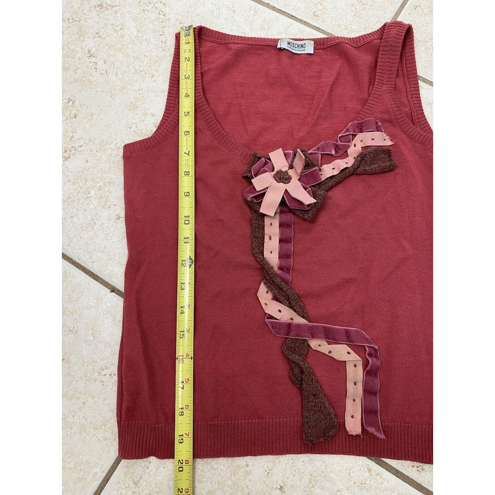 Moschino Moschino Cheap & Chic Wool Velvet Bow Camisole Blouse Pink Size M / US 6-8 / IT 42-44 - 11 Thumbnail