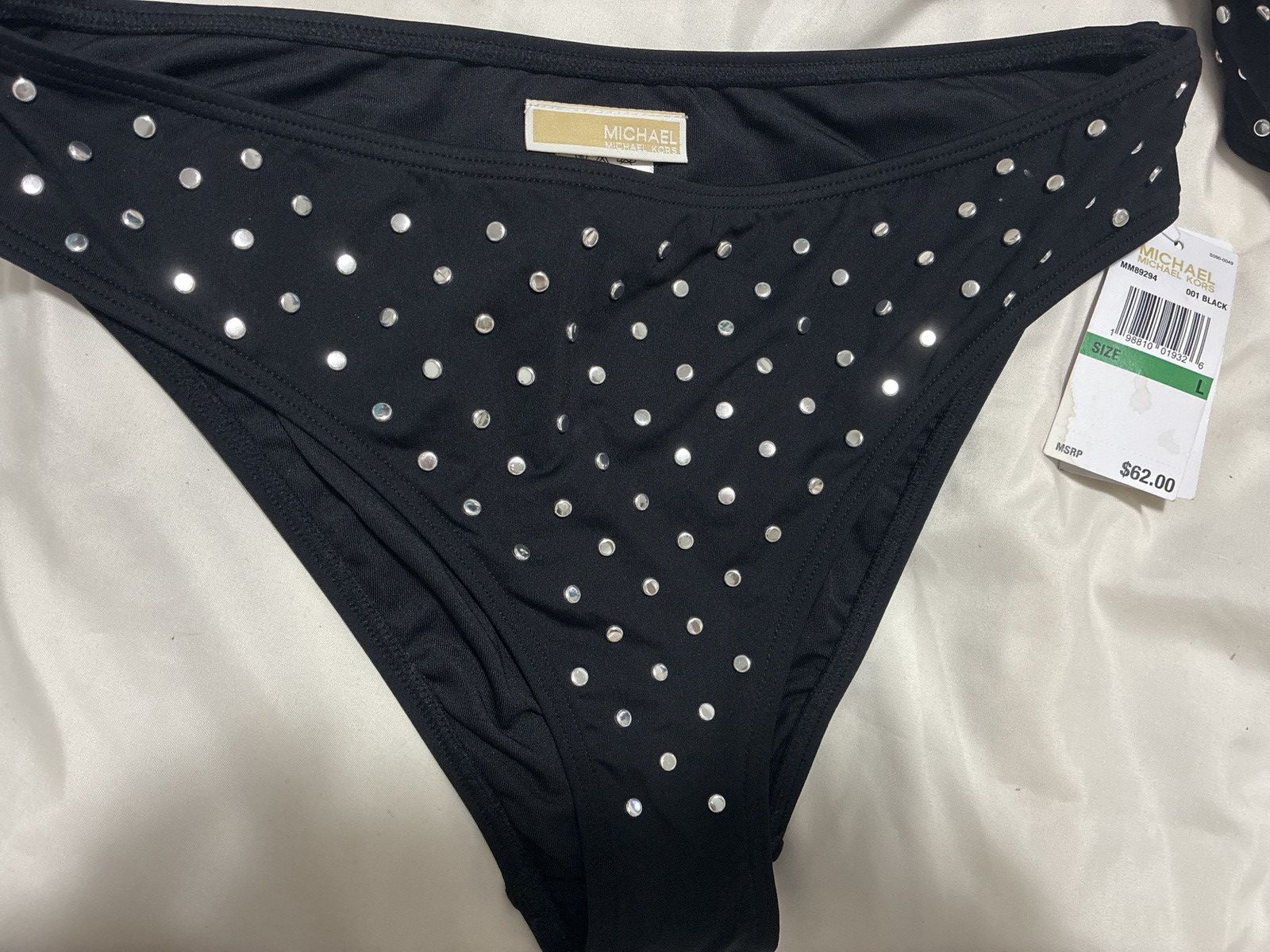 Michael Kors Studded Stretch Nylon Bandeau Bikini Top& bottom Size ONE SIZE - 4 Thumbnail