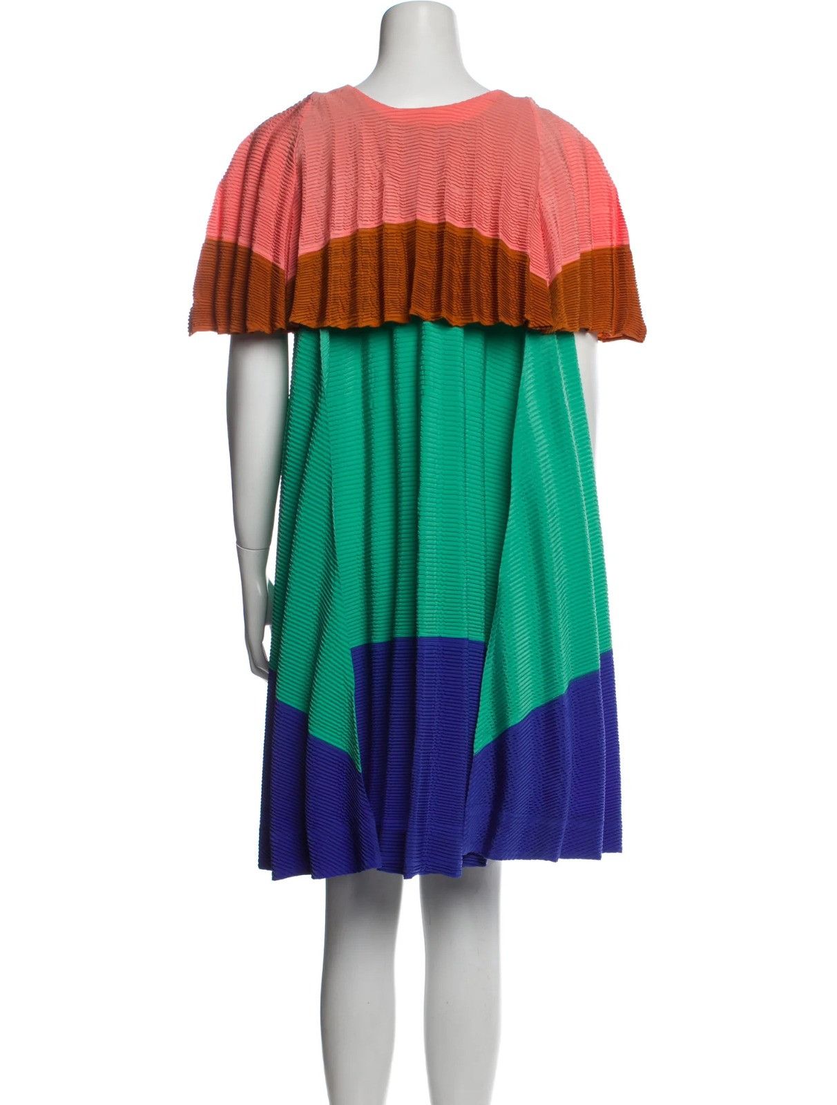 Issey Miyake o1mle0325 Pleats Short Sleeve Dress in Multicolor Size M / US 6-8 / IT 42-44 - 3 Thumbnail