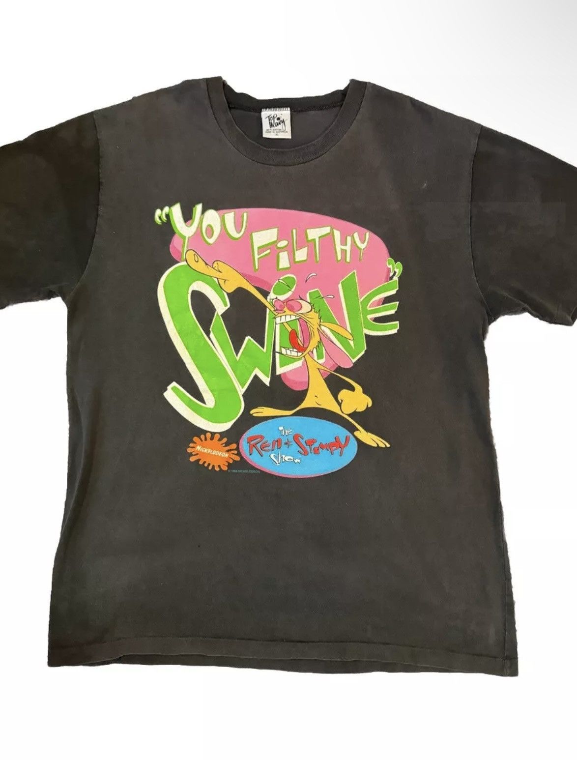 image of Nickelodeon x Vintage Ren And Stimpy “You Filthy Swine” Nick Size XL in Black, Men's