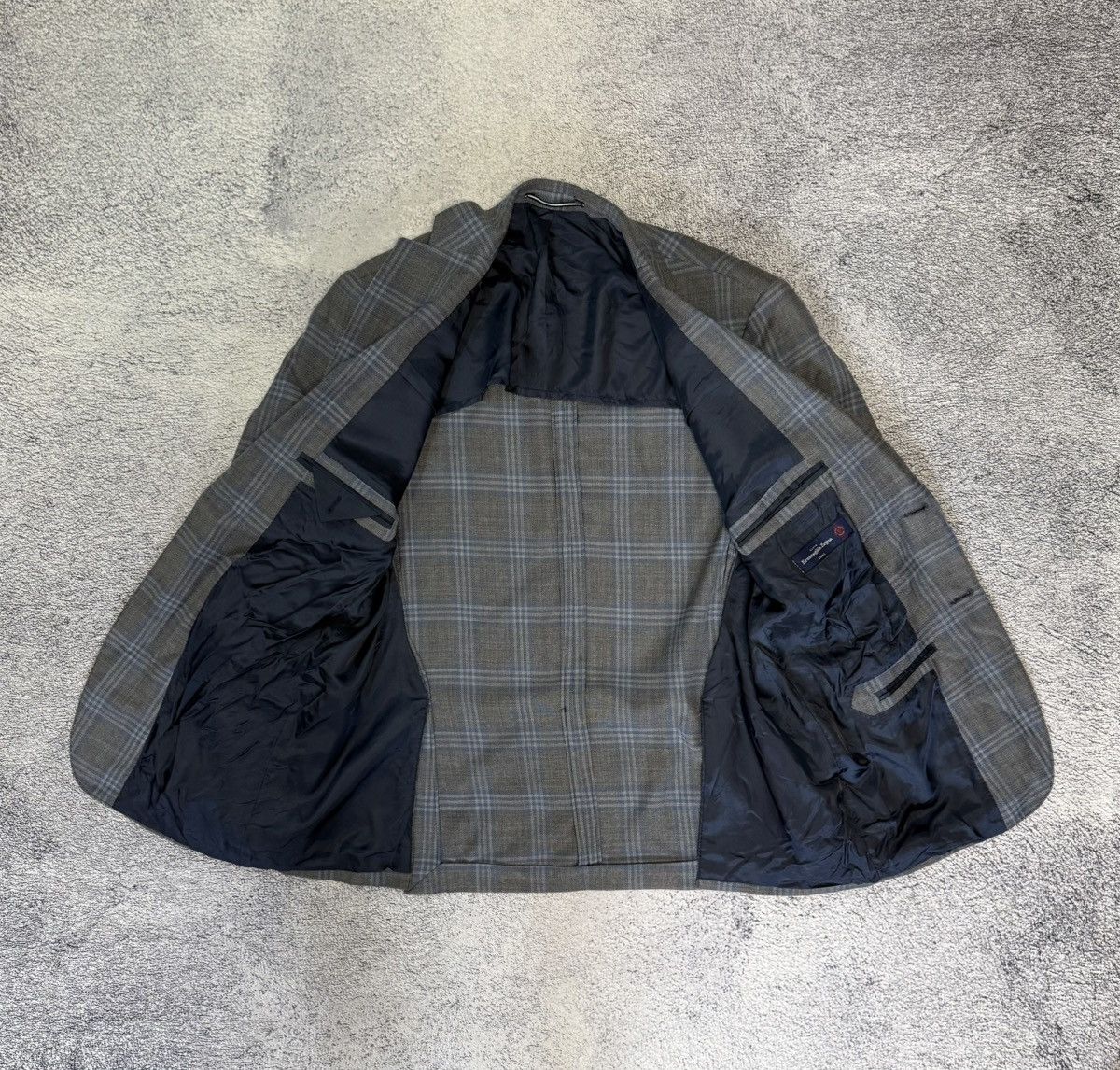 Ermenegildo Zegna Ermenegildo Zegna Blazer 54 IT Grey Check Wool Silk Jacket Size 44R - 3 Thumbnail