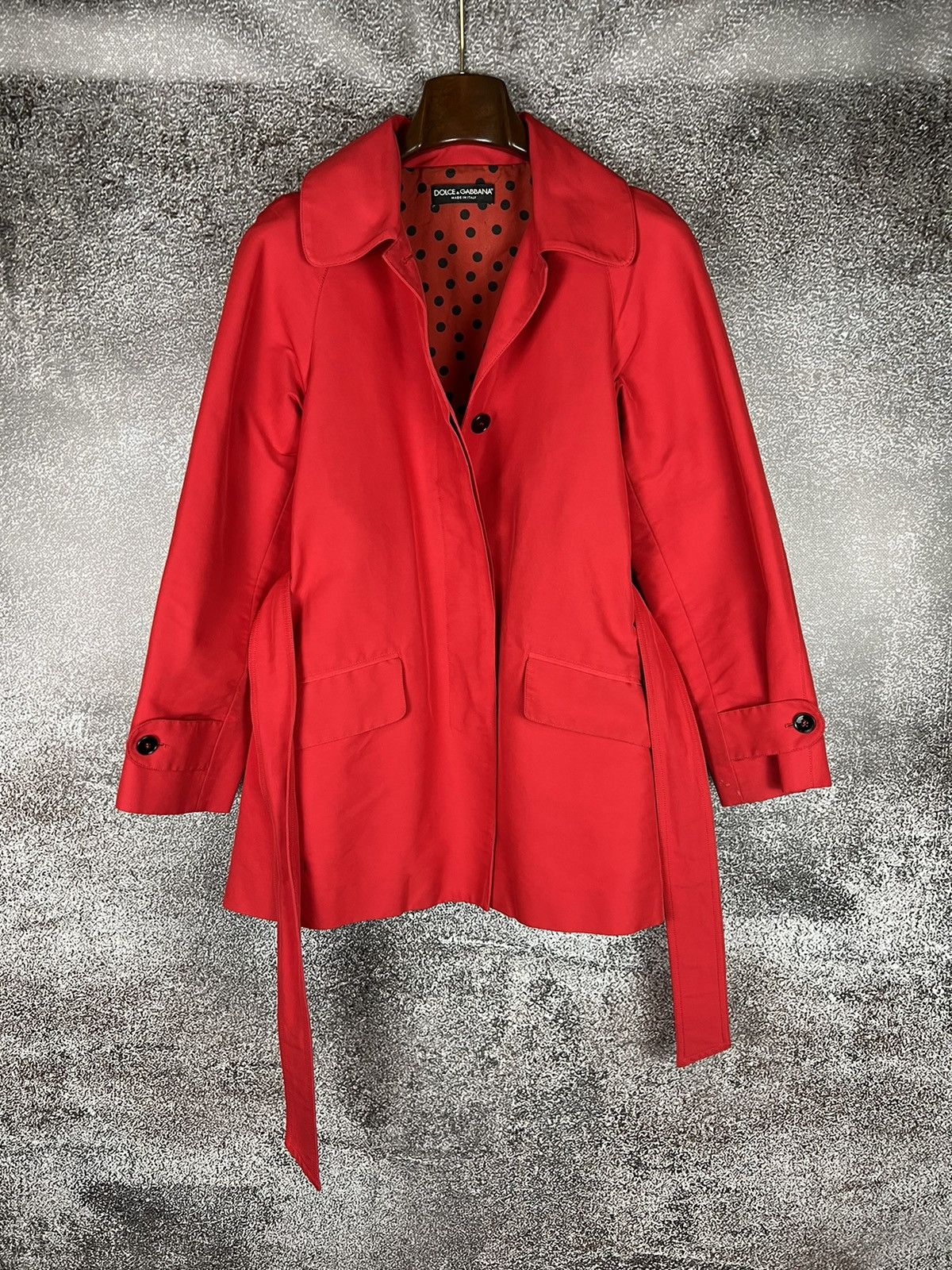 Designer × Dolce & Gabbana Dolce & Gabbana Red Polka dot Trench Coat Made in Italy Size S / US 4 / IT 40 - 5 Thumbnail