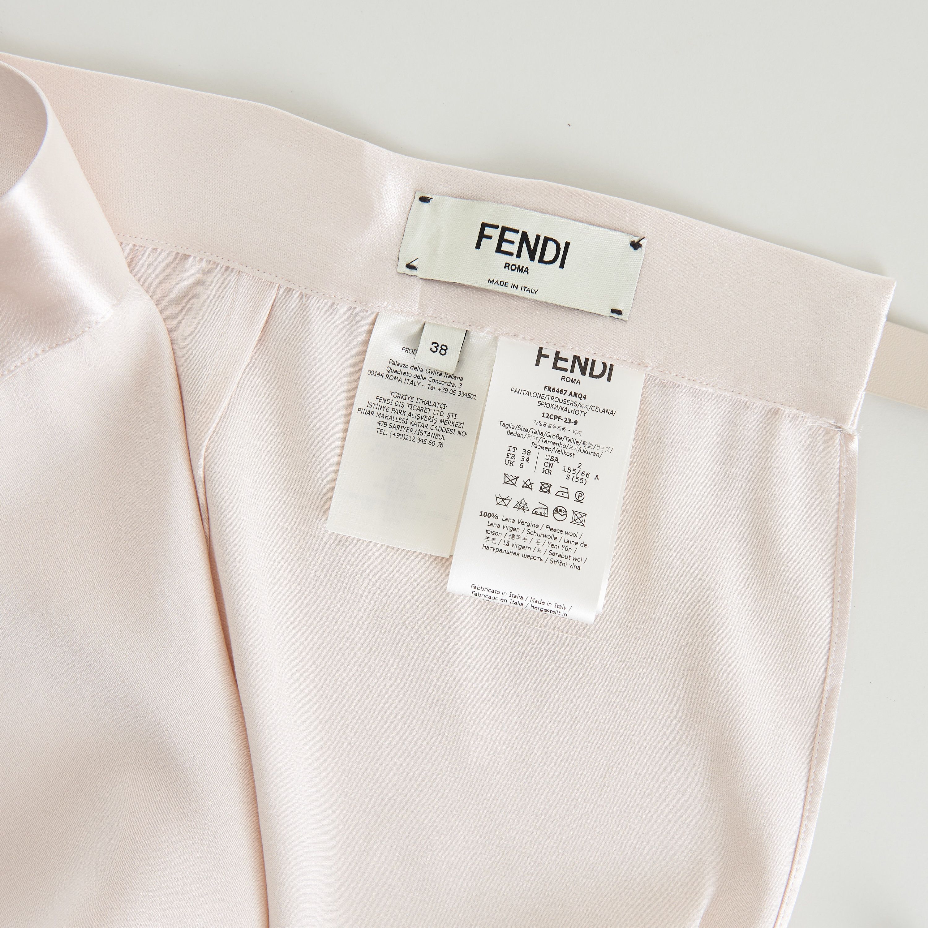Fendi Beige Satin Trousers - Satin Panel, Asymmetrical Effect Size 28" / US 6 / IT 42 - 20 Thumbnail