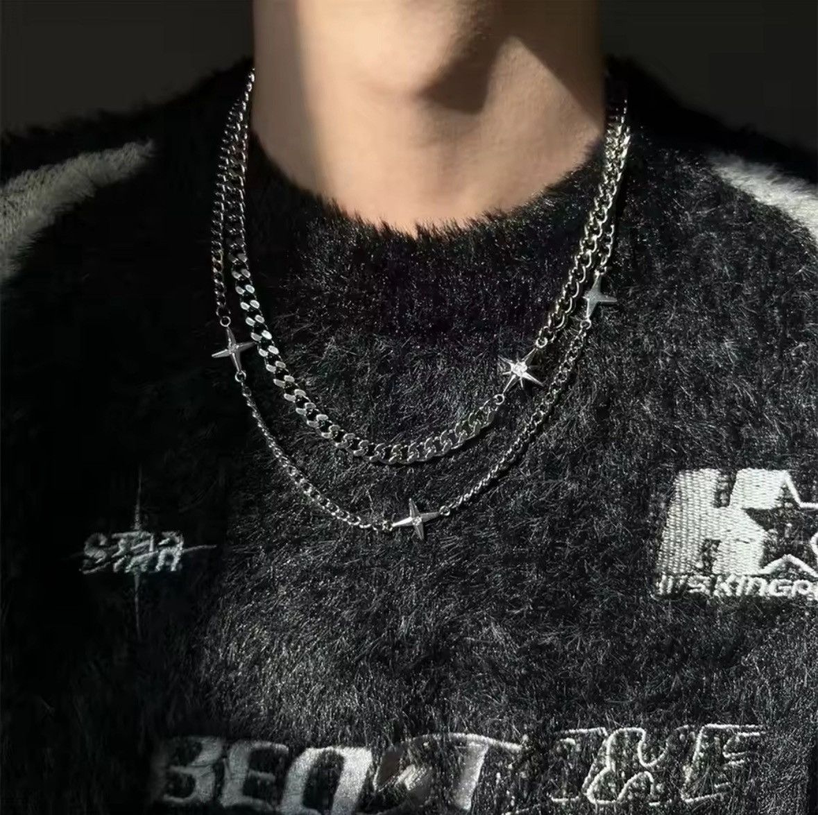 Jewelry Hip Hop Double-layer Star Cross Necklace Size ONE SIZE - 1 Thumbnail