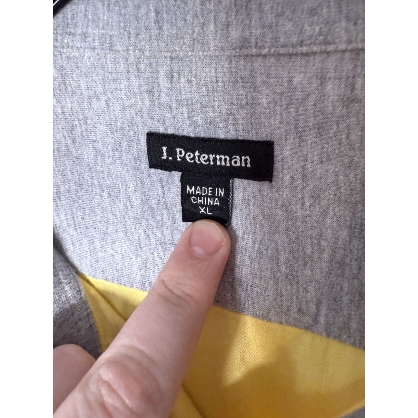 Vintage J. Peterman Shirt Mens XL Long Sleeve Button-Up Front Yellow Gray Contrast Collar Size US XL / EU 56 / 4 - 3 Thumbnail