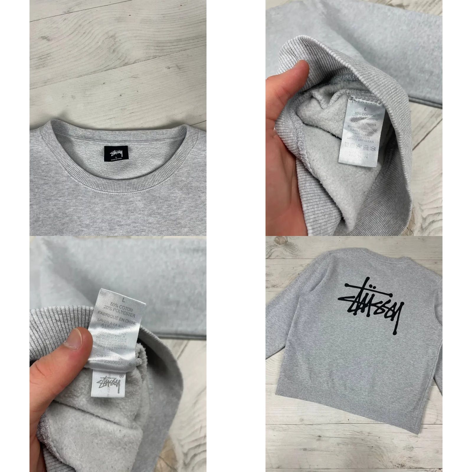 Logo 7 VINTAGE Stussy Sweatshirt Big Logo Men L gray Sweatshirt 90s Mens Size US L / EU 52-54 / 3 - 8 Thumbnail