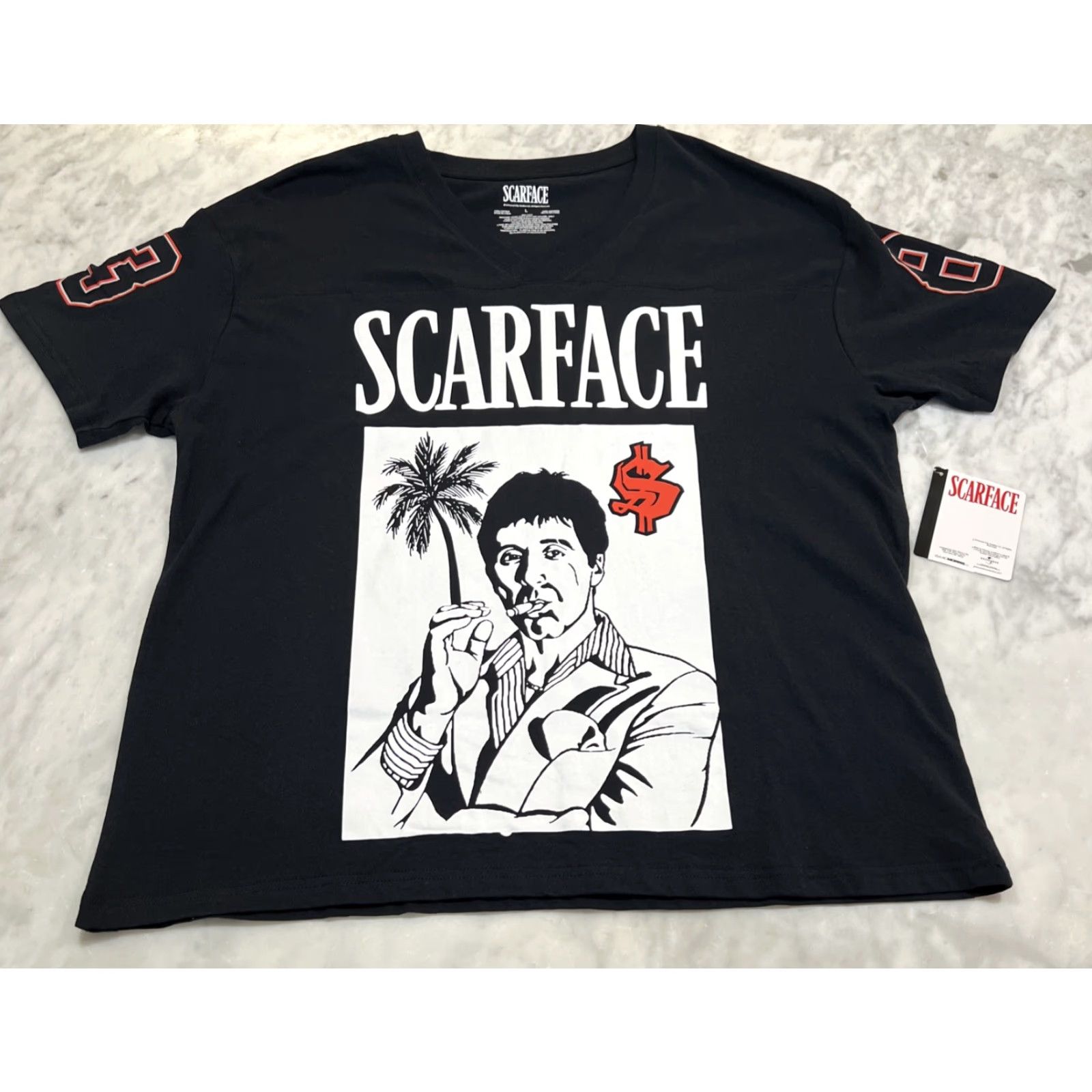 Vintage Scarface Tony Montana Graphic T-Shirt Men L ‘83 On Sleeves Miami Back NWT Size US L / EU 52-54 / 3 - 2 Thumbnail