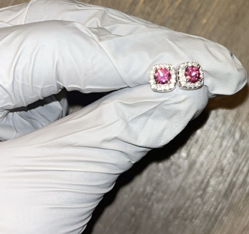 Vintage Moissanite diamond halo earrings Size ONE SIZE - 1 Thumbnail