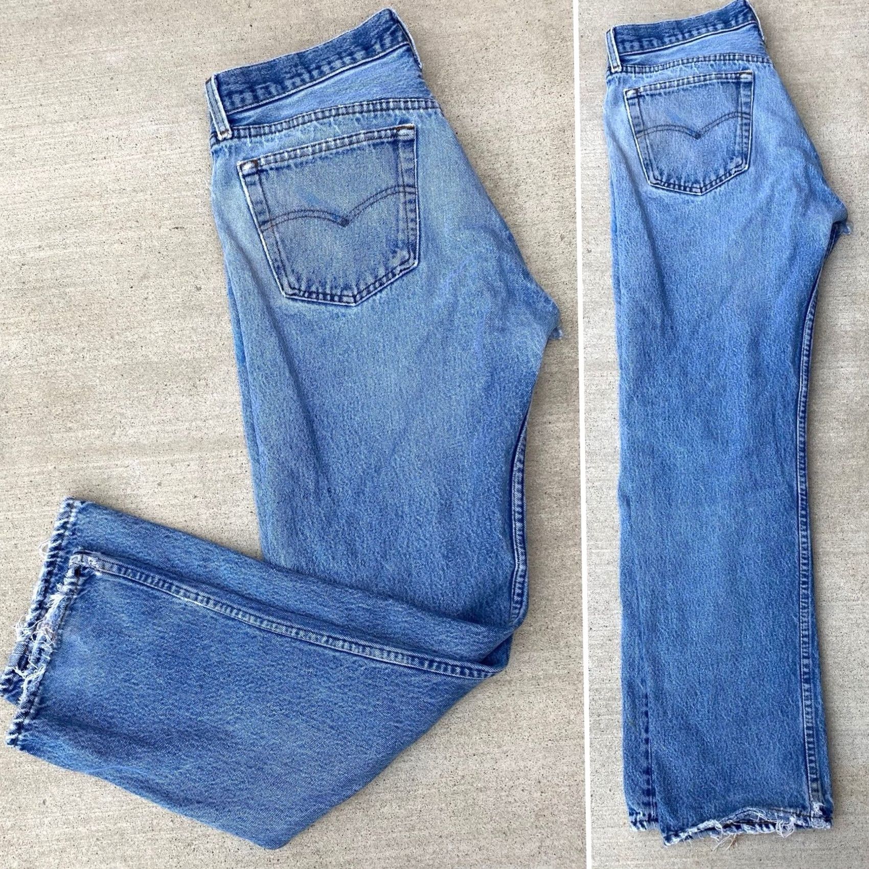 Levi's VINTAGE Levi's 501 Jeans Distressed 5-Pocket Denim Cotton Blue Men 34 Regular Inseam 33 29.5 32 29.5 501 Model 90s See Pics Mens Size US 34 / EU 50 - 7 Thumbnail