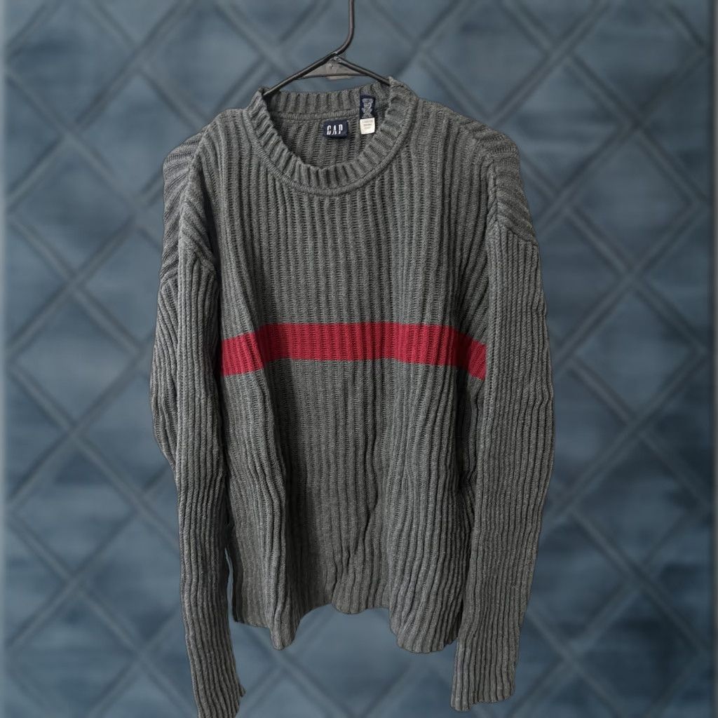Gap VINTAGE Gap Sweater Mens Knit Gray Large Pullover Fleece Crew Neck USA 70s 80s Mens Lot Size US L / EU 52-54 / 3 - 1 Thumbnail