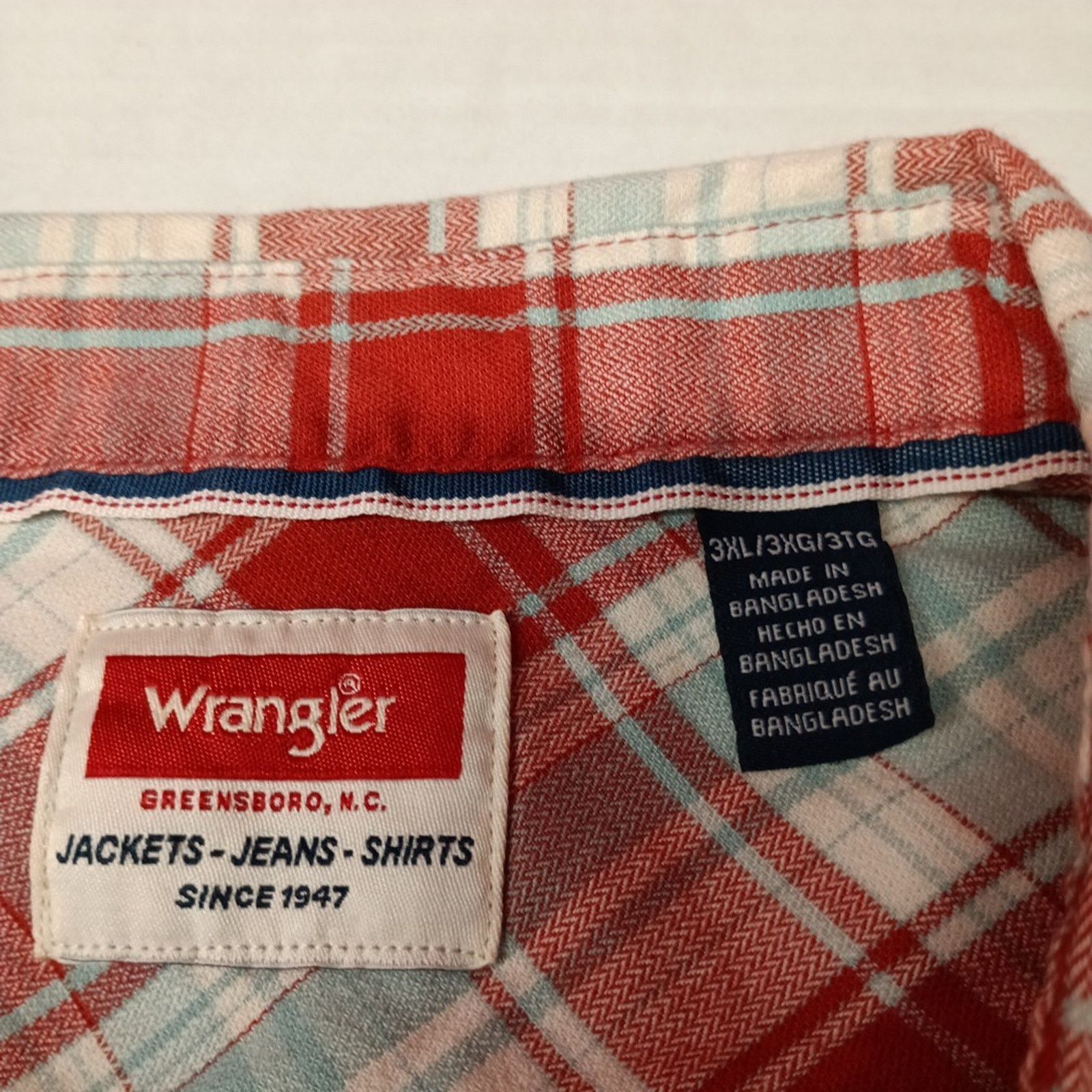 Wrangler Wrangler Cowboy Wash Shirt Men's Size 3XL Red Sky Blue Plaid Size US XXL / EU 58 / 5 - 4 Thumbnail