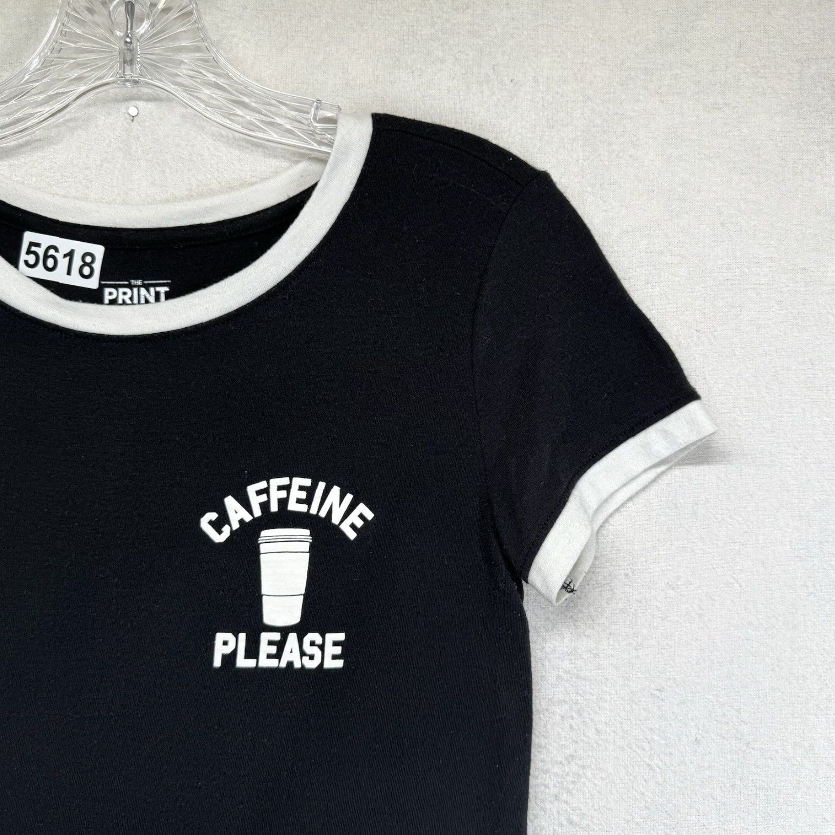 Vintage Coffee Shirt Small Black Ringer T Shirt Please Funny Cute Women Size S / US 4 / IT 40 - 7 Thumbnail