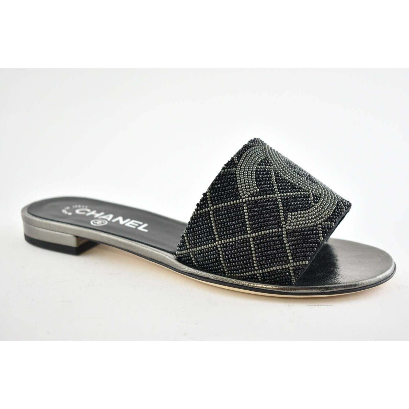 Chanel Chanel 20P Black Grey Pearl Embroidery Bead CC Logo Size US 7 / IT 37 - 5 Thumbnail