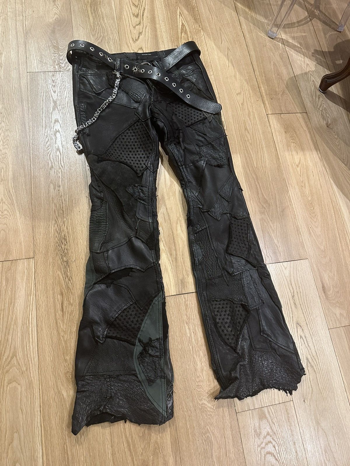 Yasuyuki Ishii Yasuyuki Ishii Patchwork Leather Pants Size US 30 / EU 46 - 4 Thumbnail