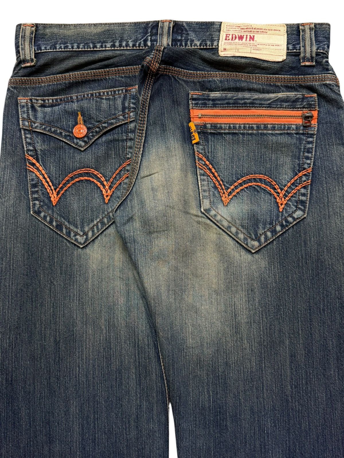 Edwin Vintage 90s Edwin XV Blue Faded Wash Whiskers Straight Loose Size US 34 / EU 50 - 5 Thumbnail