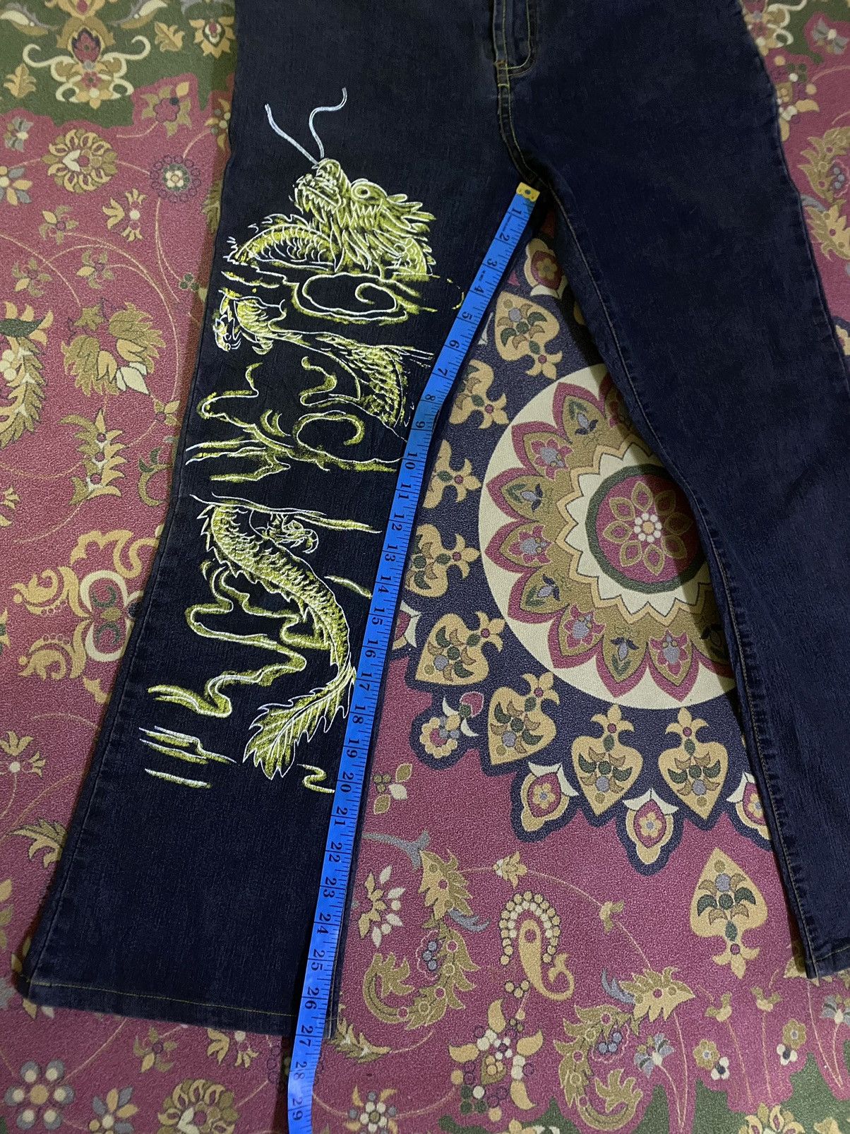 Japanese Brand 🔥FLARE🔥Japanese Brand Aoma Jeans Sukajan Dragon Style Denim Size US 29 - 14 Thumbnail