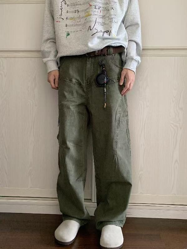 Japanese Brand × Jean Green Vintage Multi-Pocket Loose Straight Cargo Jeans Size US 32 / EU 48 - 1 Thumbnail