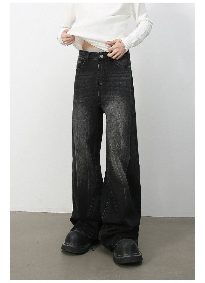 Japanese Brand × Jean Washed vintage distressed men's loose straight jeans Size US 34 / EU 50 - 3 Thumbnail