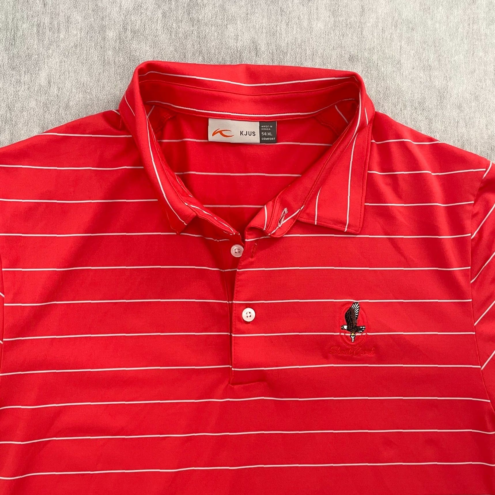 KJUS VINTAGE KJUS Polo Shirt Men XL Red Striped Golf Casual Short Sleeve Logo Eagle Size US XL / EU 56 / 4 - 3 Thumbnail