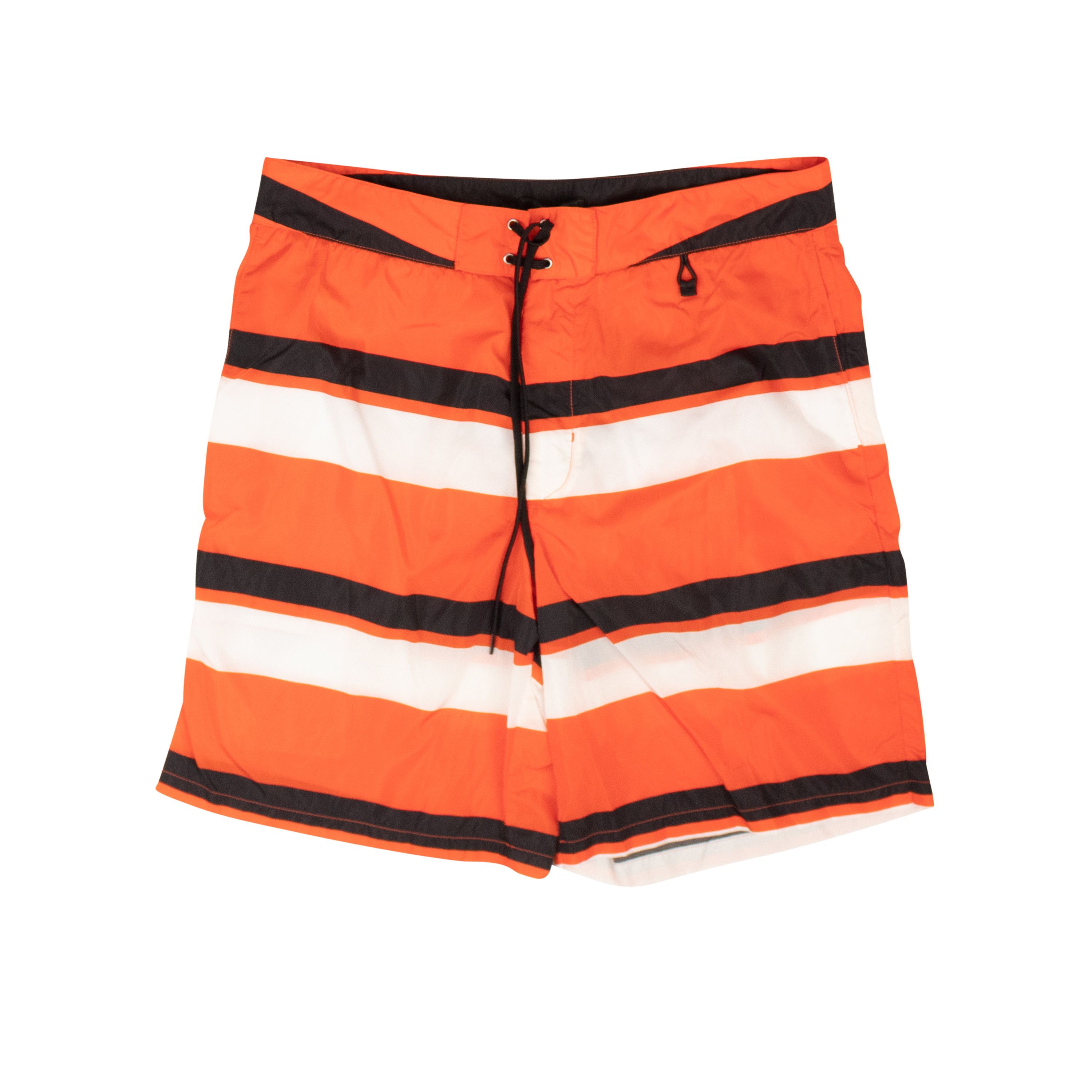 image of Prada Orange Nylon Striped Swim Shorts Size 50, Men's