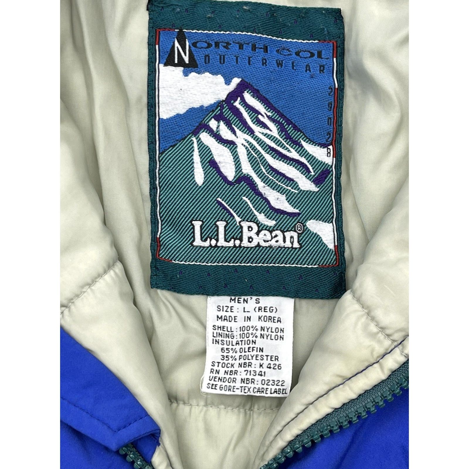 Vintage VTG L.L. Bean North Col GORE-TEX Quilted Insulated Parka Jacket Coat Men L Teal 90s Skiing Winter Fall Spring Zip Snap Nylon Packable Hood Mens Jacket Size US L / EU 52-54 / 3 - 3 Thumbnail