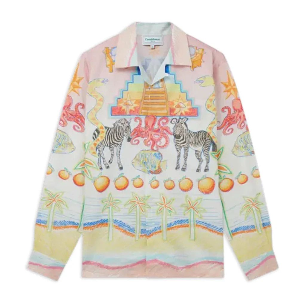 Casablanca o1mle0326 Cuban Collar Long Sleeve Shirt in Multicolor Size US L / EU 52-54 / 3 - 1 Thumbnail