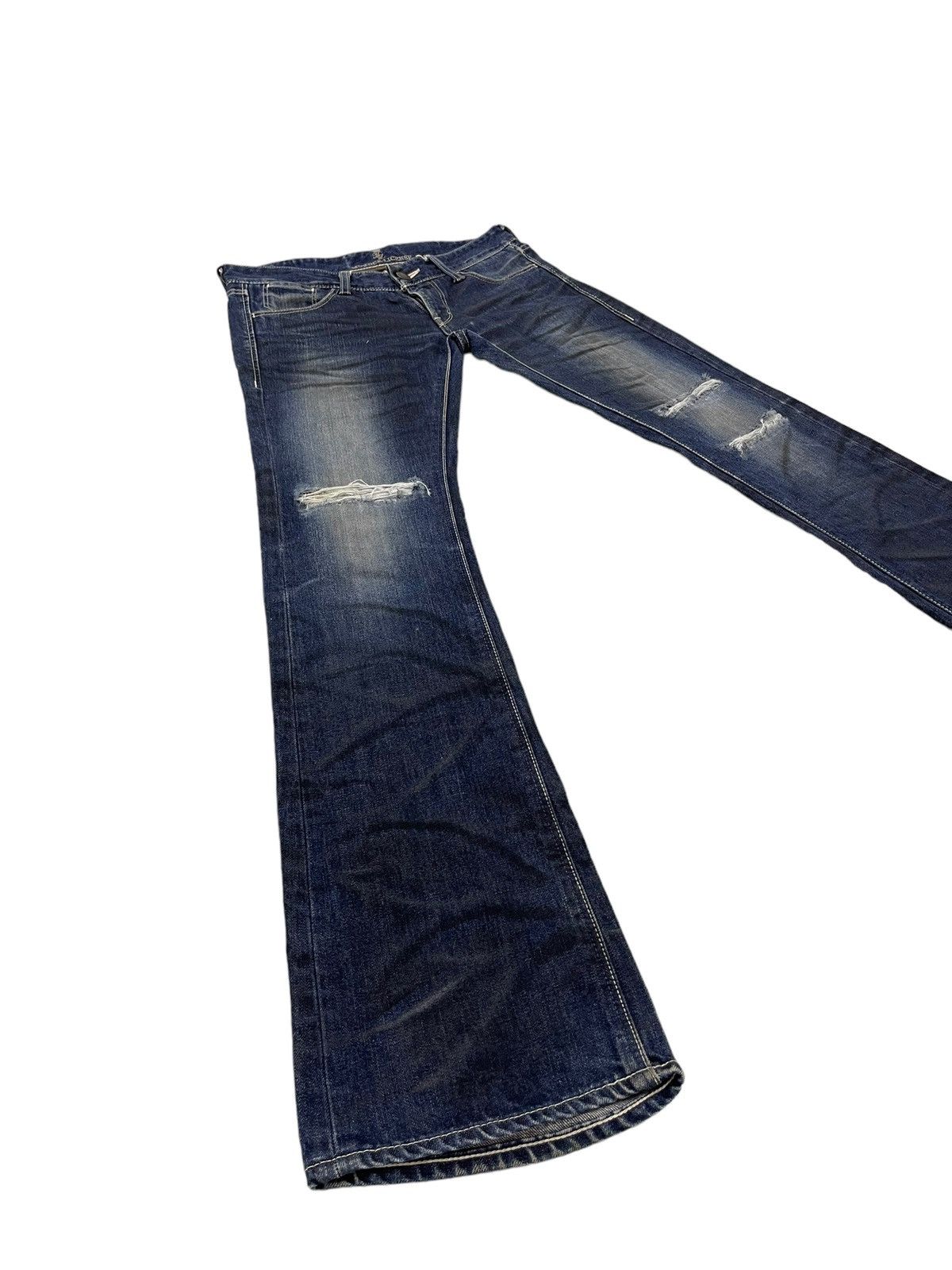 Japanese Brand Flare Jeans Murder License Distress Low Rise Honeycomb 7🟦3 Size US 30 / EU 46 - 2 Thumbnail