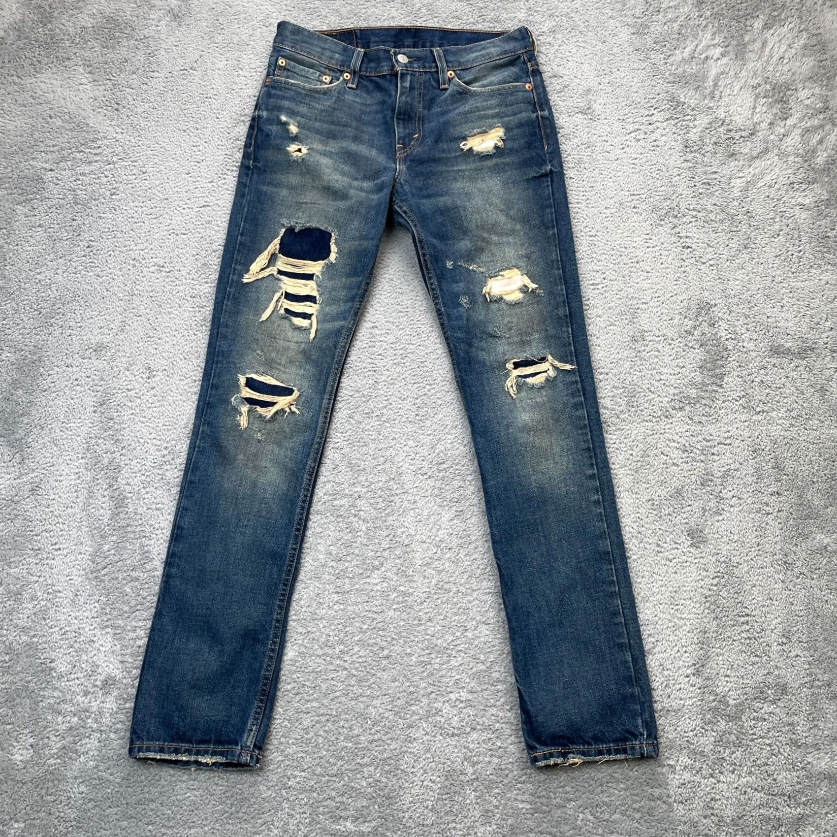 Levi's Levi's 511 Jeans Mens 30x32 Blue Slim Straight Denim Distressed 5-Pocket Cotton Button Zipper Logo Size US 30 / EU 46 - 2 Thumbnail