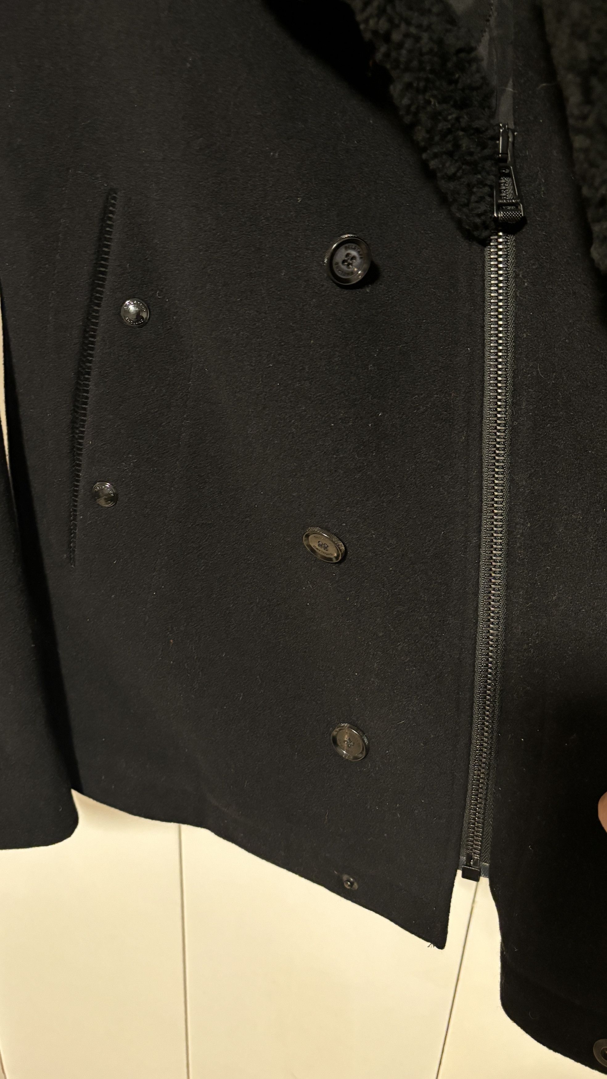 Belstaff Black Wool Trail Jacket / Pea Coat Shearling Collar Size US M / EU 48-50 / 2 - 13 Thumbnail