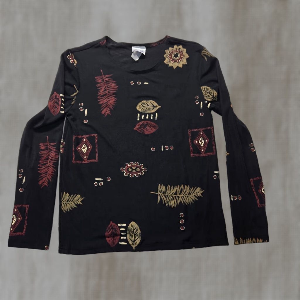 Vintage VINTAGE Pacific Palm Shirt Blouse Adult Women M Black Short Sleeve Pullover Casual Tunic Size M Regualr Fit Christmas Palm Theme 90s Size M / US 6-8 / IT 42-44 - 1 Thumbnail