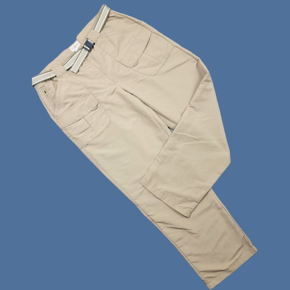 Vintage LL Bean Pants Mens Large Brown Nylon Cargo Belted Outdoor Hiking Camping Fishing Shirt Pants (Cargo) Men Regular Brown Size US 33 - 1 Thumbnail